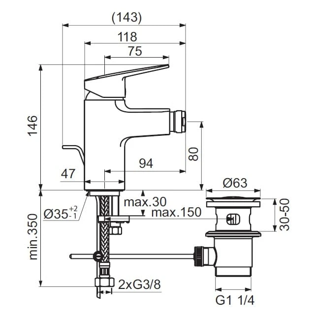 Ideal Standard Ceraplan Bidetarmatur 6 Ideal Standard Ceraplan Bidetarmatur – Bild 4