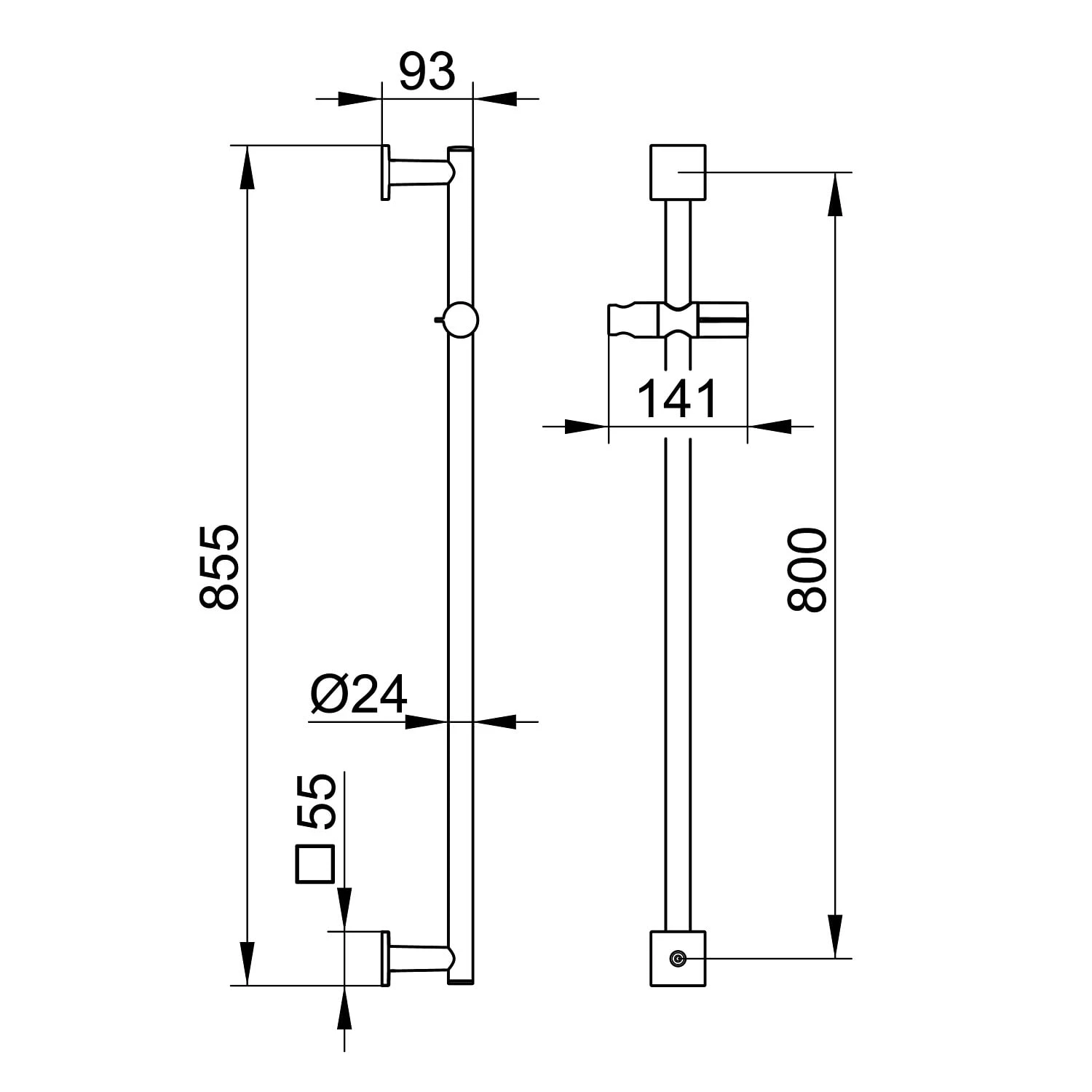 Keuco IXMO Black Selection Brausestange, Eckig 6 Keuco IXMO Black Selection Brausestange, Eckig – Bild 4