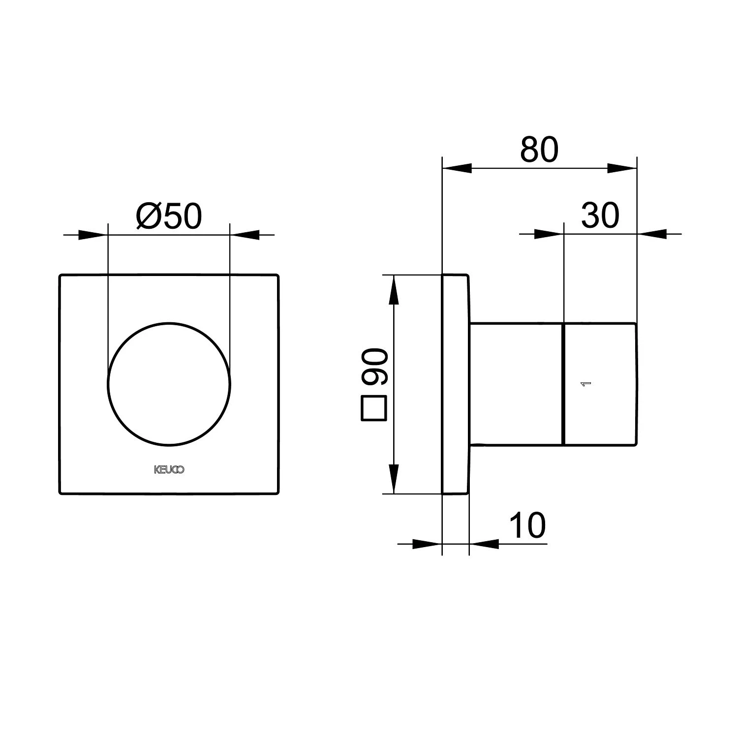 Keuco IXMO Black Selection Unterputz-Umstellventil Inkl. Absperrung Für 2 Verbraucher, Eckig 6 Keuco IXMO Black Selection Unterputz-Umstellventil Inkl. Absperrung Für 2 Verbraucher, Eckig – Bild 4