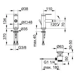 Keuco IXMO Flat Black Selection Einhebel-Bidetmischer Mit Zugstangen-Ablaufgarnitur -DuschWelt Geschaft keuco ixmo flat bidet black selection 6798279