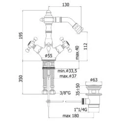 Kronenbach IOTA 2.0 Zweigriff-Bidetarmatur Mit Ablaufgarnitur
