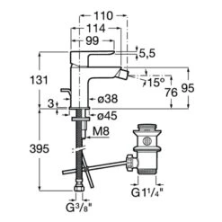 Roca Cala Einhebel-Bidetmischer Mit Ablaufgarnitur