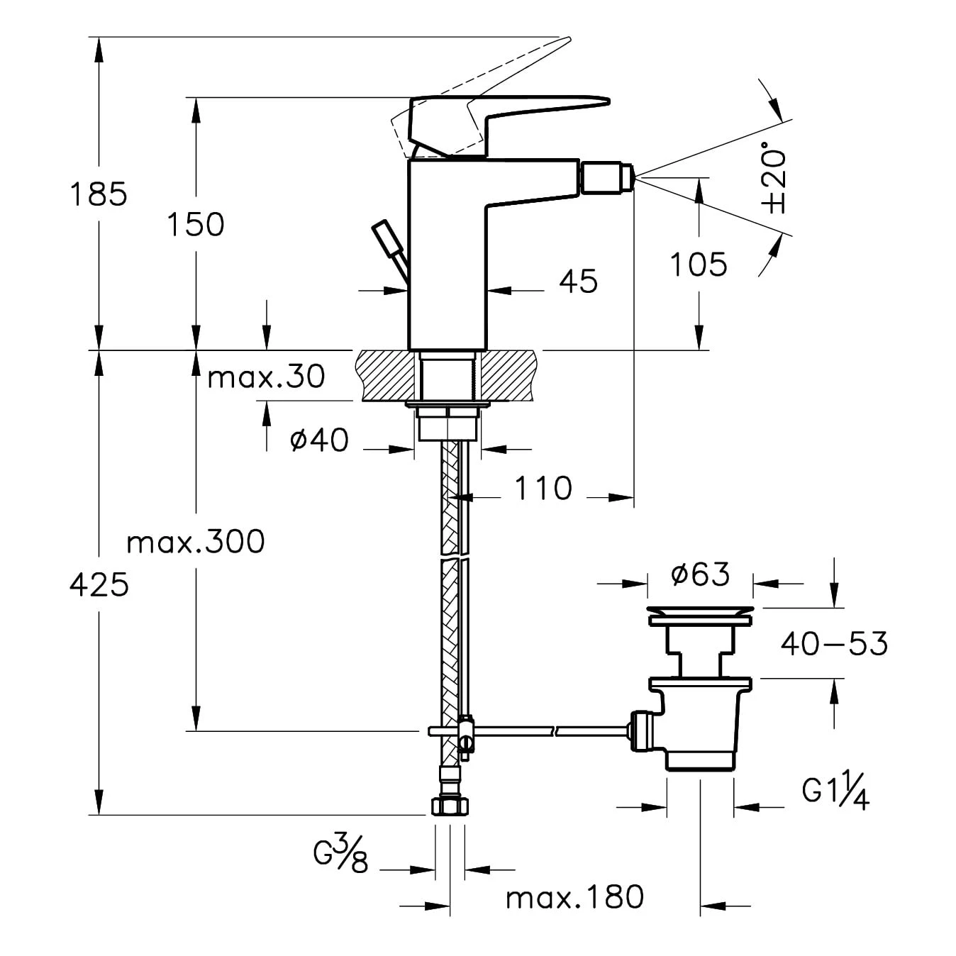 VitrA Root Square Einhebel-Bidetmischer Mit Ablaufgarnitur 3 VitrA Root Square Einhebel-Bidetmischer Mit Ablaufgarnitur