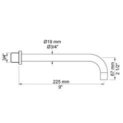 Vola Fester Wand-Auslauf 22,5 Cm Mit Anschlussmuffe VR1027